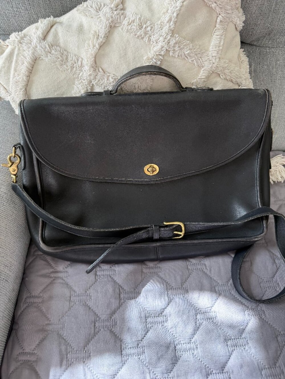 Vintage Coach Black Leather Lexington Briefcase 5265 Laptop Messenger Bag